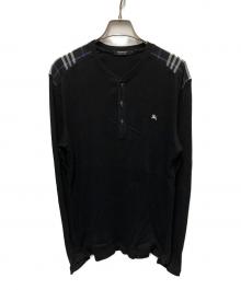 BURBERRY BLACK LABEL（バーバリーブラックレーベル）の古着「ヘンリーネックカットソー」｜ブラック