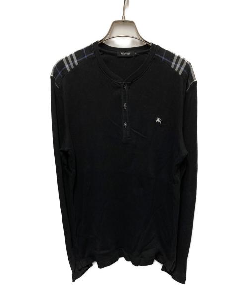 BURBERRY BLACK LABEL（バーバリーブラックレーベル）BURBERRY BLACK LABEL (バーバリーブラックレーベル) ヘンリーネックカットソー ブラック サイズ:３の古着・服飾アイテム