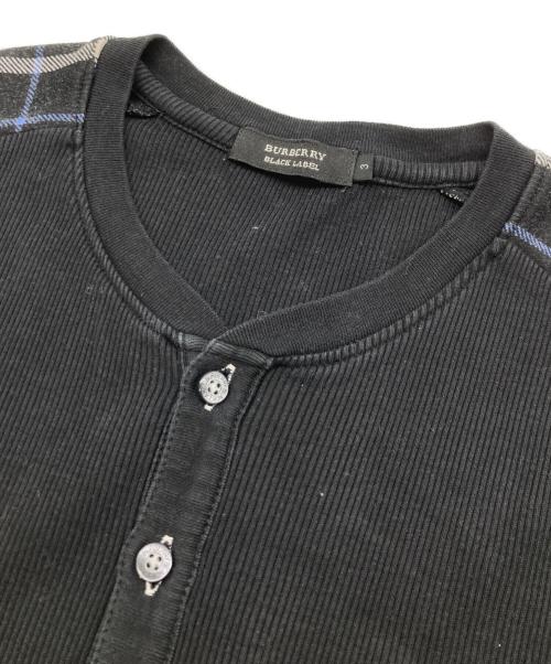 BURBERRY BLACK LABEL（バーバリーブラックレーベル）BURBERRY BLACK LABEL (バーバリーブラックレーベル) ヘンリーネックカットソー ブラック サイズ:３の古着・服飾アイテム