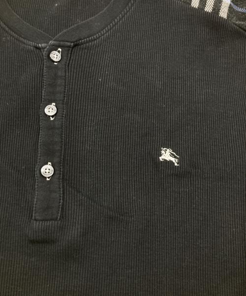 BURBERRY BLACK LABEL（バーバリーブラックレーベル）BURBERRY BLACK LABEL (バーバリーブラックレーベル) ヘンリーネックカットソー ブラック サイズ:３の古着・服飾アイテム