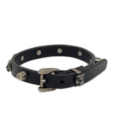 中古・古着通販】GUCCI (グッチ) キャットヘッドレザーブレスレット