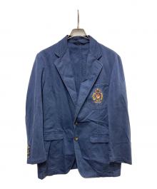 POLO RALPH LAUREN（ポロ・ラルフローレン）の古着「90s エンブレム コットンテーラードジャケット」｜ネイビー