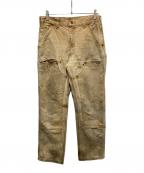 CarHarttカーハート）の古着「FIRM DUCK DOUBLE-FRONT DUNGAREE」｜ベージュ