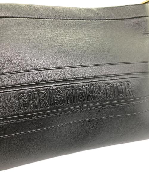 Christian Dior（クリスチャン ディオール）Christian Dior (クリスチャン ディオール) ロゴエンボスレザークラッチバッグ ブラックの古着・服飾アイテム
