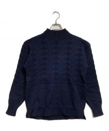 BUTCHER PRODUCTS（ブッチャープロダクツ）の古着「ハイネックケーブルニット/Cable-knit high neck sweater 」｜ネイビー
