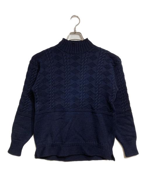 BUTCHER PRODUCTS（ブッチャープロダクツ）BUTCHER PRODUCTS (ブッチャープロダクツ) ハイネックケーブルニット/Cable-knit high neck sweater  ネイビー サイズ:42の古着・服飾アイテム