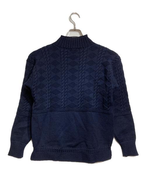 BUTCHER PRODUCTS（ブッチャープロダクツ）BUTCHER PRODUCTS (ブッチャープロダクツ) ハイネックケーブルニット/Cable-knit high neck sweater  ネイビー サイズ:42の古着・服飾アイテム