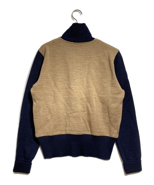 BUTCHER PRODUCTS（ブッチャープロダクツ）BUTCHER PRODUCTS (ブッチャープロダクツ) 2トーン ハーフジップ ウールニット/Half-zip wool knit ネイビー×ベージュ サイズ:42の古着・服飾アイテム