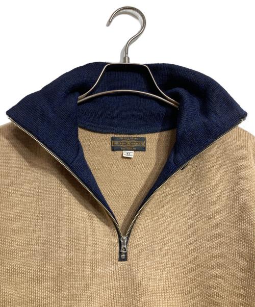BUTCHER PRODUCTS（ブッチャープロダクツ）BUTCHER PRODUCTS (ブッチャープロダクツ) 2トーン ハーフジップ ウールニット/Half-zip wool knit ネイビー×ベージュ サイズ:42の古着・服飾アイテム