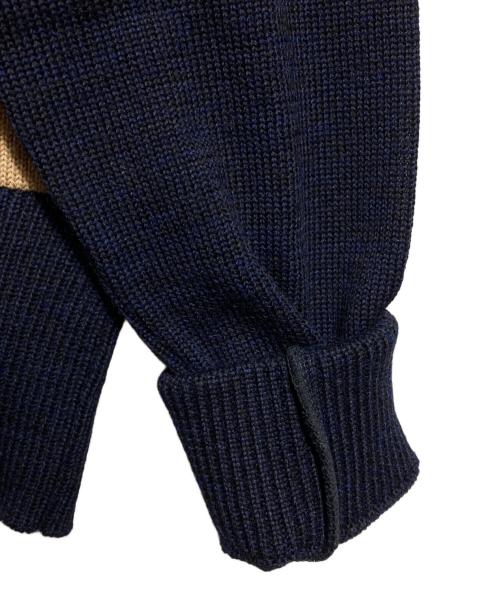 BUTCHER PRODUCTS（ブッチャープロダクツ）BUTCHER PRODUCTS (ブッチャープロダクツ) 2トーン ハーフジップ ウールニット/Half-zip wool knit ネイビー×ベージュ サイズ:42の古着・服飾アイテム