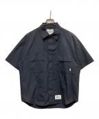 WTAPSダブルタップス）の古着「リップストップS/Sシャツ」｜ネイビー