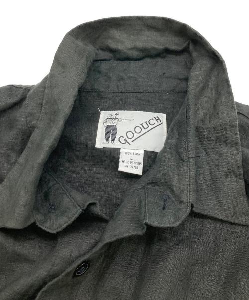 GOOUCH（グーチ）GOOUCH (グーチ) 刺繍リネンシャツ ブラック サイズ:Lの古着・服飾アイテム