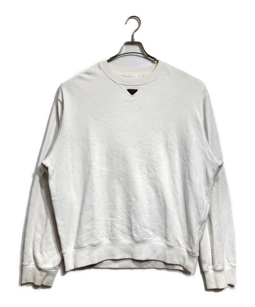 PRADA（プラダ）PRADA (プラダ) トライアングルロゴプレートスウェット/Triangle logo plate sweatshirt ホワイト サイズ:Mの古着・服飾アイテム