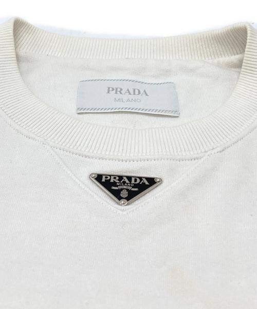 PRADA（プラダ）PRADA (プラダ) トライアングルロゴプレートスウェット/Triangle logo plate sweatshirt ホワイト サイズ:Mの古着・服飾アイテム