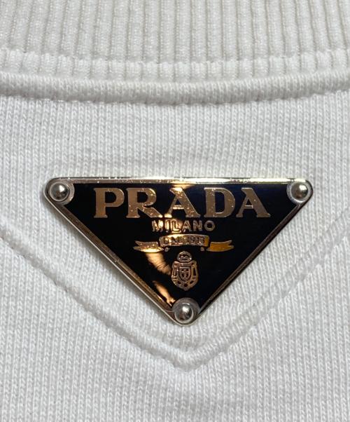 PRADA（プラダ）PRADA (プラダ) トライアングルロゴプレートスウェット/Triangle logo plate sweatshirt ホワイト サイズ:Mの古着・服飾アイテム
