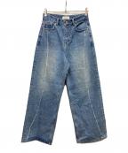 KIJUNキジュン）の古着「Scratched Wide Jeans」｜インディゴ