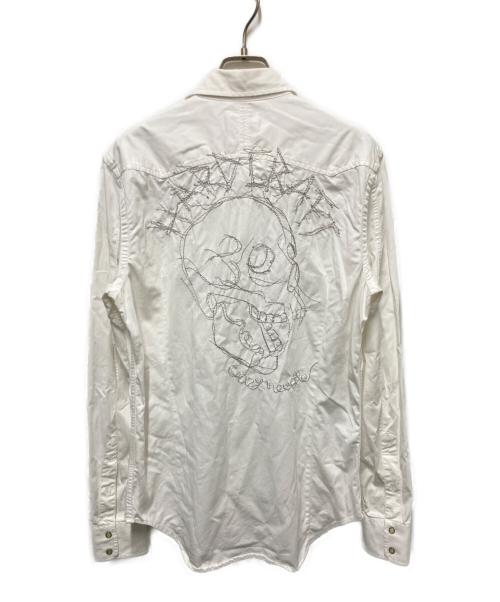 DIESEL（ディーゼル）DIESEL (ディーゼル) ステッチデザインウエスタンシャツ ホワイト サイズ:Mの古着・服飾アイテム