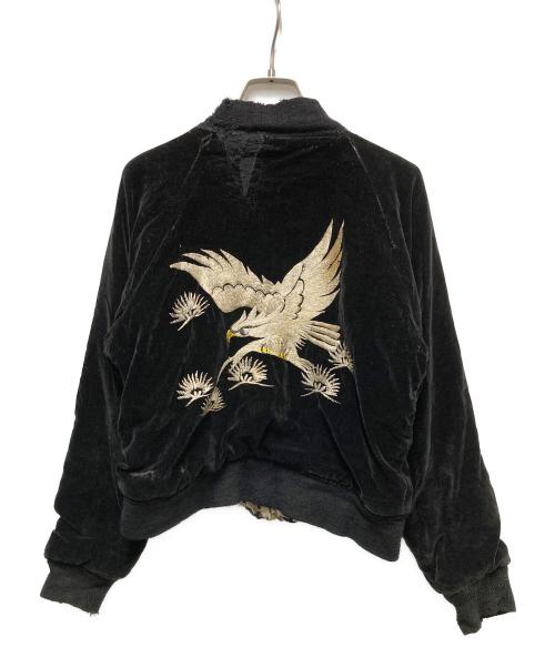 USED（ユーズド）USED (ユーズド) 別珍×サテンリバーシブルスカジャン ブラック サイズ:着丈49㎝ 身幅50㎝ 裄丈80㎝の古着・服飾アイテム
