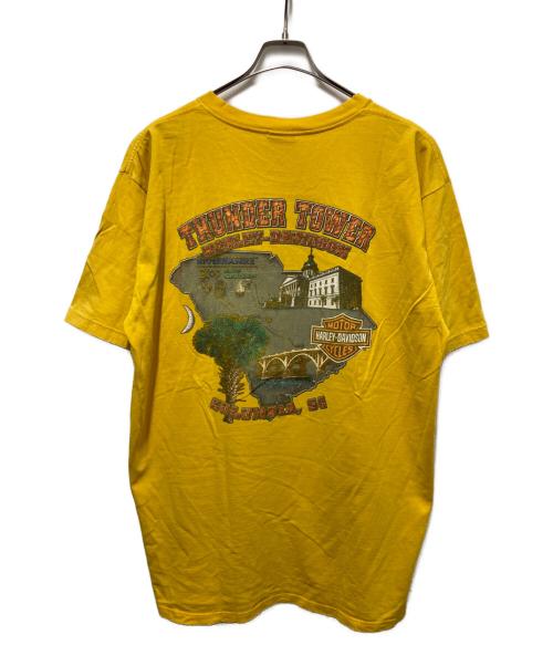 HARLEY-DAVIDSON（ハーレーダビッドソン）HARLEY-DAVIDSON (ハーレーダビッドソン) COLUMBIA.SGプリントTシャツ イエロー サイズ:XLの古着・服飾アイテム