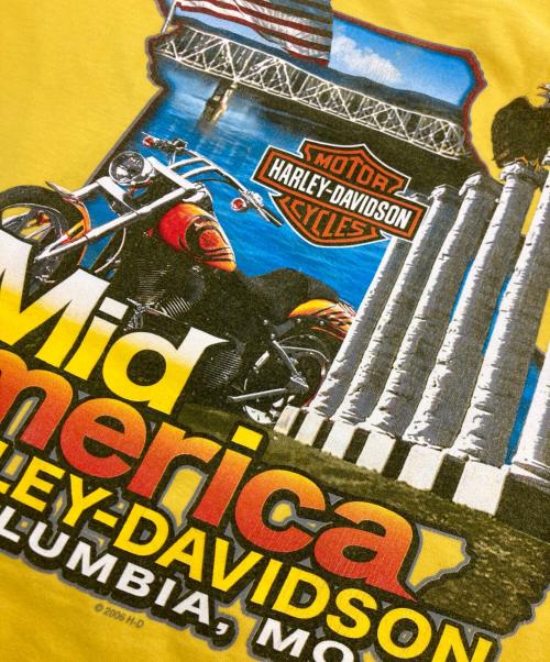 HARLEY-DAVIDSON（ハーレーダビッドソン）HARLEY-DAVIDSON (ハーレーダビッドソン) COLUMBIA.MOプリントTシャツ イエロー サイズ:XLの古着・服飾アイテム