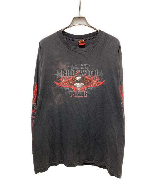 HOT LEATHERS（ホットレザーズ）HOT LEATHERS (ホットレザーズ) ロングスリーブプリントカットソー ブラック サイズ:XLの古着・服飾アイテム