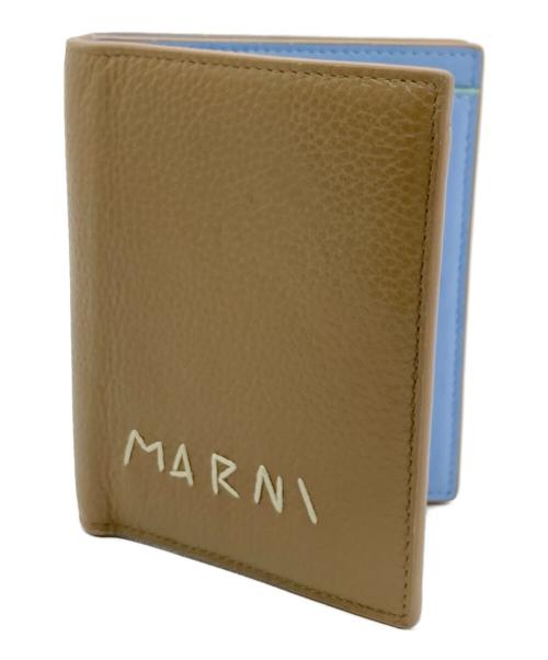 MARNI（マルニ）MARNI (マルニ) COMPACT ZIP WALLET ブラウン×ブルー サイズ:Free(実寸参照）の古着・服飾アイテム
