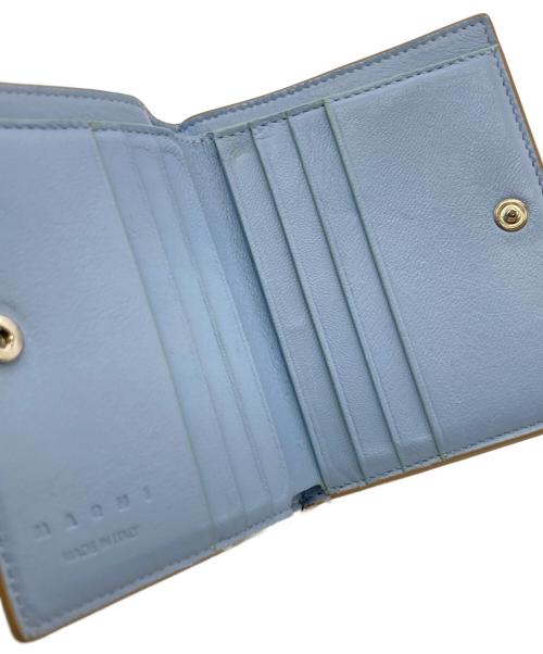 MARNI（マルニ）MARNI (マルニ) COMPACT ZIP WALLET ブラウン×ブルー サイズ:Free(実寸参照）の古着・服飾アイテム