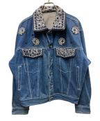 ficce jeansフィッチェ ジーンズ）の古着「再構築ニット刺繍パッチデニムジャケット」｜インディゴ