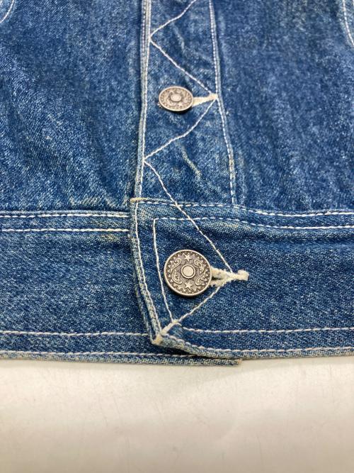 ficce jeans（フィッチェ ジーンズ）FICCE JEANS (フィッチェ ジーンズ) 再構築ニット刺繍パッチデニムジャケット インディゴ サイズ:Fの古着・服飾アイテム