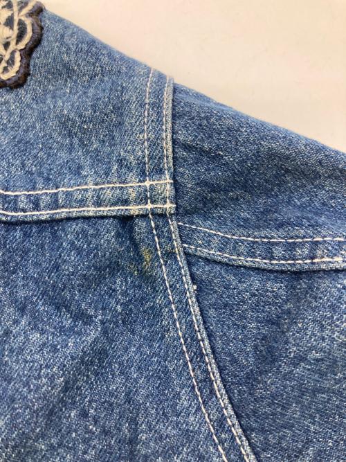 ficce jeans（フィッチェ ジーンズ）FICCE JEANS (フィッチェ ジーンズ) 再構築ニット刺繍パッチデニムジャケット インディゴ サイズ:Fの古着・服飾アイテム