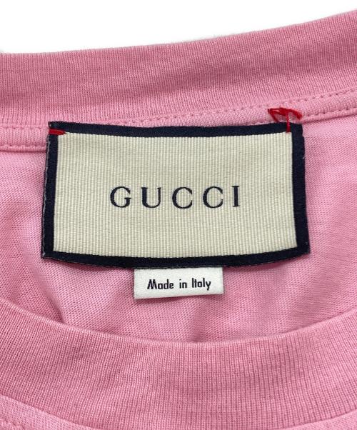 GUCCI（グッチ）GUCCI (グッチ) テニス刺繍 クルーネックTシャツ/ Tennis-Embroidered Crew Neck T-Shirt ピンク サイズ:Sの古着・服飾アイテム