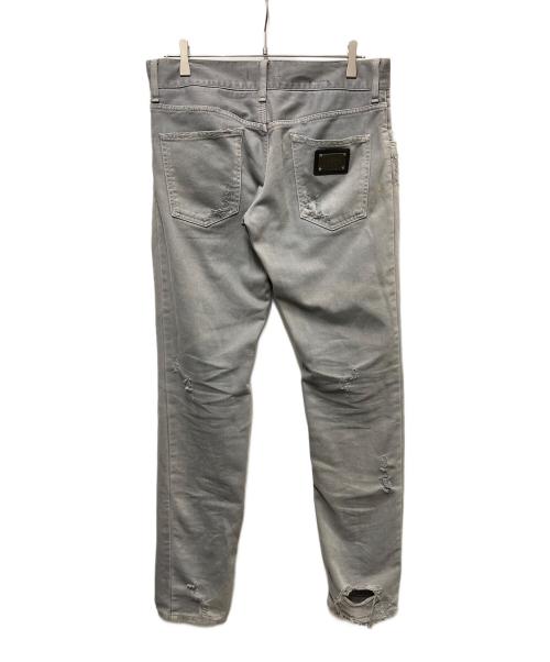 DOLCE & GABBANA（ドルチェ＆ガッバーナ）DOLCE & GABBANA (ドルチェ＆ガッバーナ) ダメージ加工プレートスキニーパンツ グレー サイズ:	SIZE 48の古着・服飾アイテム