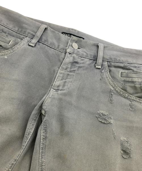 DOLCE & GABBANA（ドルチェ＆ガッバーナ）DOLCE & GABBANA (ドルチェ＆ガッバーナ) ダメージ加工プレートスキニーパンツ グレー サイズ:	SIZE 48の古着・服飾アイテム