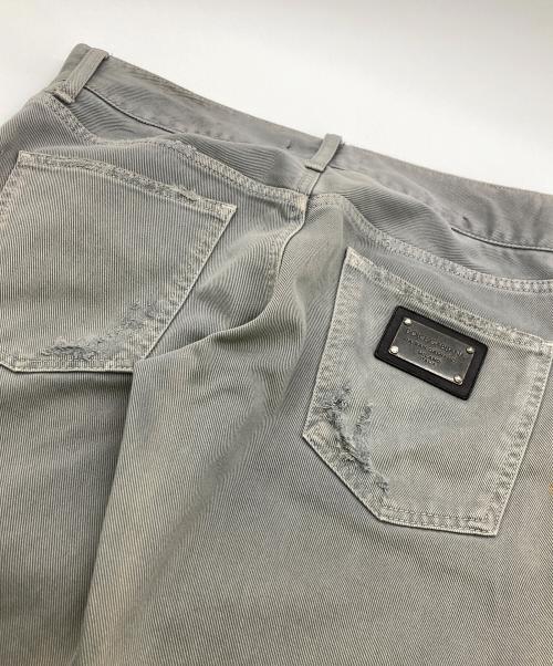 DOLCE & GABBANA（ドルチェ＆ガッバーナ）DOLCE & GABBANA (ドルチェ＆ガッバーナ) ダメージ加工プレートスキニーパンツ グレー サイズ:	SIZE 48の古着・服飾アイテム