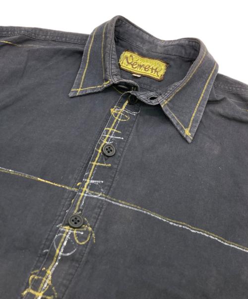NEMETH（ネメス）Nemeth (ネメス) ハンドペイントシャツ ネイビー サイズ:Sの古着・服飾アイテム