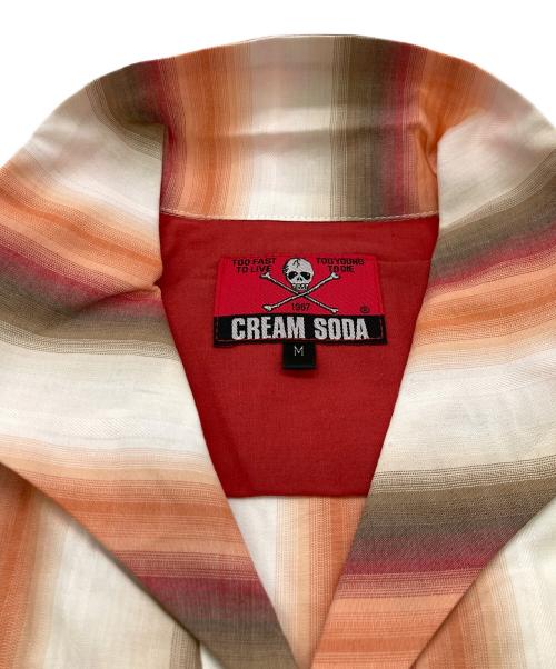 CREAM SODA（クリームソーダ）CREAM SODA (クリームソーダ) CSストライプシャツ ベージュ×オレンジ サイズ:SIZE Mの古着・服飾アイテム