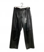 editionエディション）の古着「EURO GOAT LEATHER SLACKS/ユーロゴートレザースラックス」｜ブラック