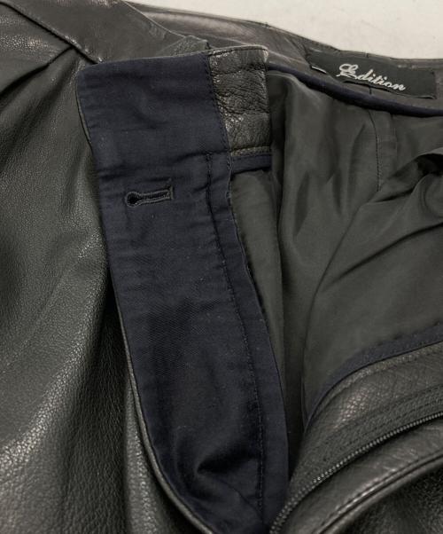 edition（エディション）edition (エディション) EURO GOAT LEATHER SLACKS/ユーロゴートレザースラックス ブラック サイズ:Lの古着・服飾アイテム