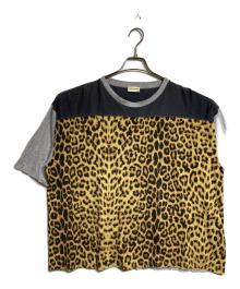 Saint Laurent Paris（サンローランパリ）の古着「ダメージ加工レオパードTシャツ/Distressed leopard print T-shirt」｜グレー×イエロー