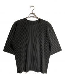 HOMME PLISSE ISSEY MIYAKE（オム プリッセ イッセイ ミヤケ）の古着「プリーツカットソー/Pleated cut-and-sew」｜グレー
