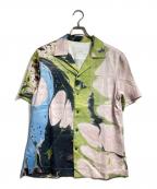 OVERCOATオーバーコート）の古着「マーブルパターンオープンカラーシャツ/Marble pattern open collar shirt」｜ピンク