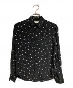 Saint Laurent Parisサンローランパリ）の古着「ドットプリントシルクシャツ/Dot print silk shirt」｜ブラック