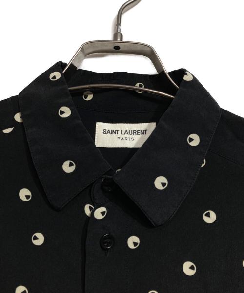 Saint Laurent Paris（サンローランパリ）Saint Laurent Paris (サンローランパリ) ドットプリントシルクシャツ/Dot print silk shirt ブラック サイズ:38の古着・服飾アイテム