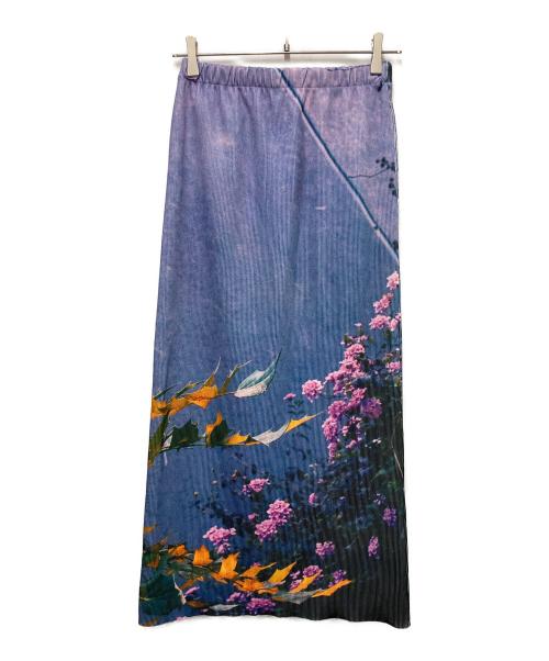 NON TOKYO（ノントーキョー）NON TOKYO (ノントーキョー) PRINT RIB TIGHT SKIRT スカイブルー×パープル サイズ:	SIZE Freeの古着・服飾アイテム