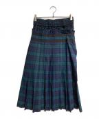 sacaiサカイ）の古着「アシンメトリーレイヤードチャックスカート/Asymmetrical layered check skirt」｜グリーン