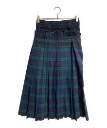 sacai（サカイ）の古着「アシンメトリーレイヤードチャックスカート/Asymmetrical layered check skirt」｜グリーン
