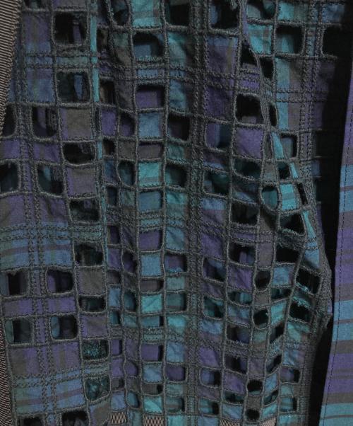sacai（サカイ）sacai (サカイ) アシンメトリーレイヤードチャックスカート/Asymmetrical layered check skirt グリーン サイズ:2の古着・服飾アイテム