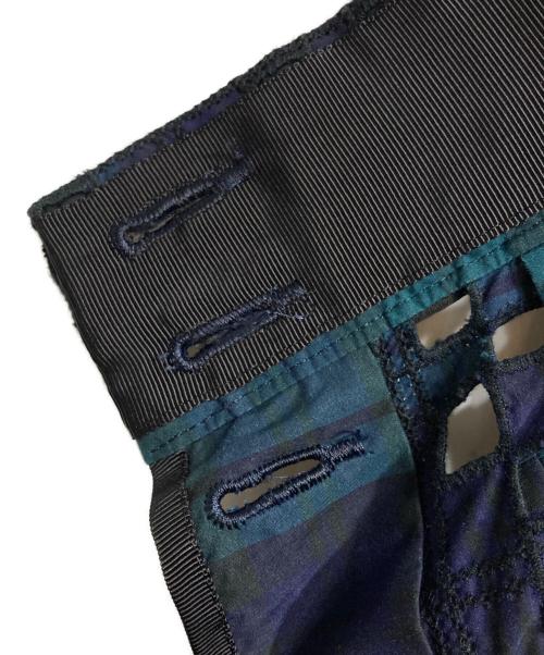 sacai（サカイ）sacai (サカイ) アシンメトリーレイヤードチャックスカート/Asymmetrical layered check skirt グリーン サイズ:2の古着・服飾アイテム