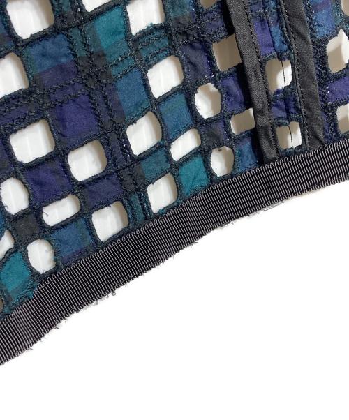 sacai（サカイ）sacai (サカイ) アシンメトリーレイヤードチャックスカート/Asymmetrical layered check skirt グリーン サイズ:2の古着・服飾アイテム