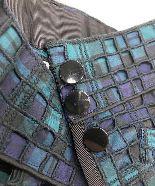 sacai（サカイ）sacai (サカイ) アシンメトリーレイヤードチャックスカート/Asymmetrical layered check skirt グリーン サイズ:2の古着・服飾アイテム